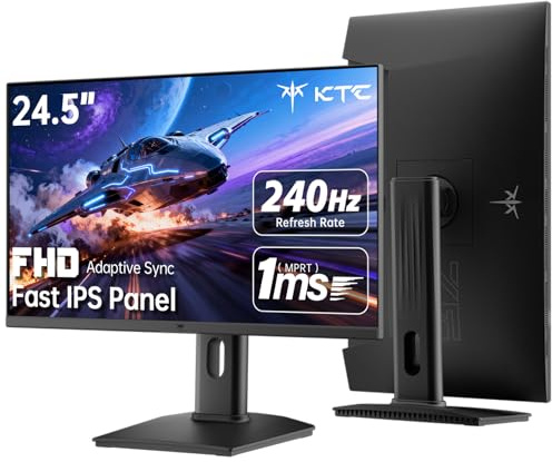 KTC Monitor da gioco H25T7-3 24,5 pollici 240Hz, FHD 1080p IPS Fast, 1ms con sincronizzazione adattiva, HDR400, HDMI x2, DPx1, supporto VESA, regolazione inclinazione/pan/altezza, H25T7-3