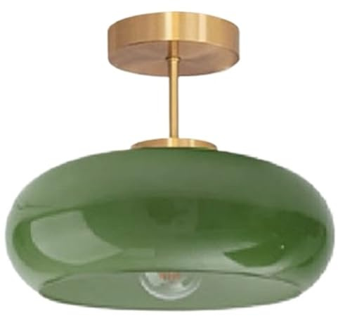 JingNian Luminaires Plafond Milieu De Siècle, Plafonnier Semi-encastré En Verre Et Métal, Abat-jour Dôme Orange, Idéal Pour Couloir, Entrée, Salle À Manger Et Cuisine(G)