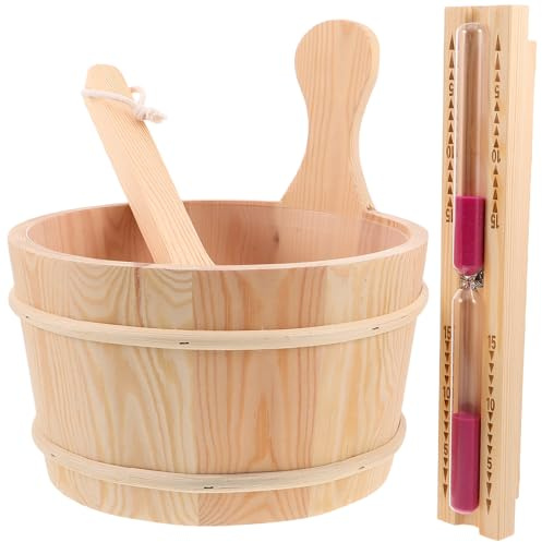 CIYODO Sauna Wassereimer Satz 4 L mit Griff und Schöpfkelle Auslaufsicheres Saunazubehör für Dampfbad Spa Badewanne und Garten
