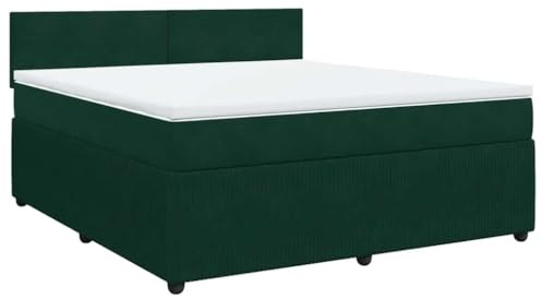 mtlskopl Boxspringbett Dunkelgrün 180x200 cm Samt Doppelbett mit Matratze & Auflage Modernes Luxus Schlafsofa für Schlafzimmer Gästezimmer