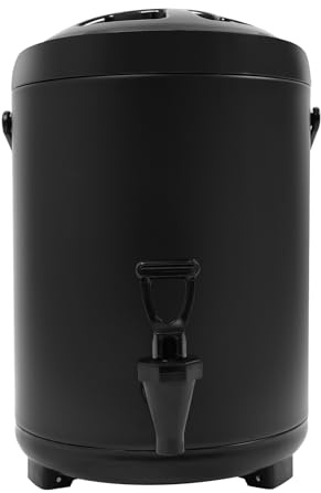 C-Juzarl Recipiente térmico con grifo, dispensador de bebidas calientes y frías, dispensador de bebidas, 6 L, acero inoxidable, cafetera para café, leche fría, agua, zumo (negro)