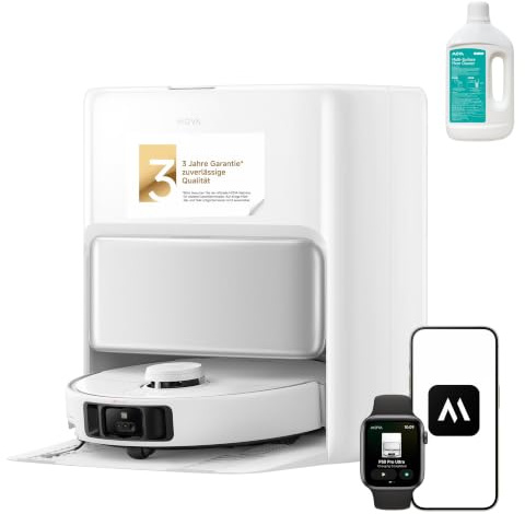 MOVA P50 Pro Ultra Set Staubsaugerroboter mit Mopp, 19.000 Pa | Flex. Mopp, 19.000 Pa, Kanten- & Eckreinigung, 75 °C Dock-Selbstreinigung, auto. Entleerung & Befüllung, Hindernisvermeidung