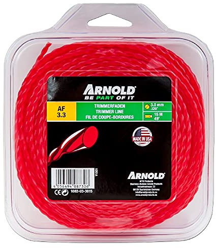 ARNOLD 1082-U3-3015 Trimmerfaden AF 3,3, 3,0mm x 15m, rot, rund, gedreht