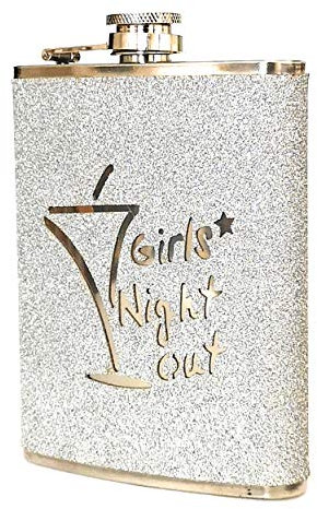 Hip Flask Stainless Steel (Girls Night Out Glittery Silver)