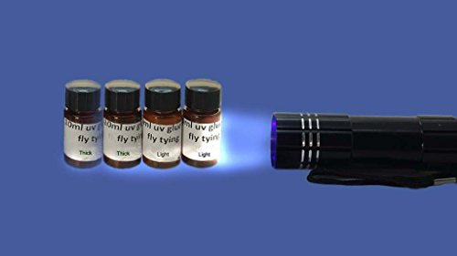 40ml Epais et Léger Résine UV, Colle et 9 LED UV Torche pour Montage de Mouches, Pêche la Mouche