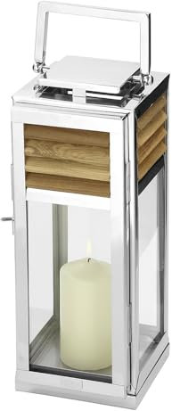 Unbekannt Teak-/Edelstahl-Laterne Genua H:45 x B:18 x T:18cm - (159501x)