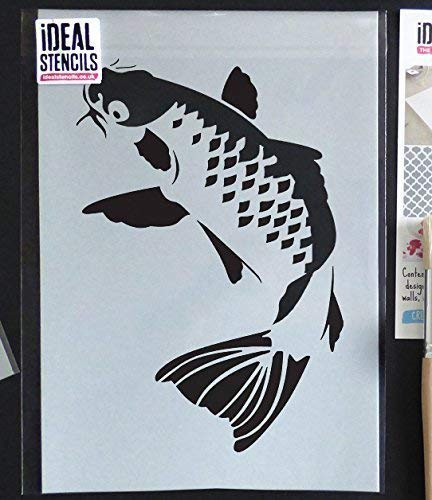 Koi Carp Fish Stencil. Japanese Fish. Aquatic Wall Decor. Paint Walls Fabric & Furniture. Reusable. Ideal Stencils Ltd. (S/17X25CM)
