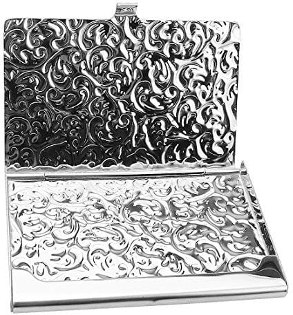 YOBANSA Edelstahl-Skulptur, Visitenkartenhalter, Kreditkartenhalter, Namenskartenetui, Visitenkartenetui für Männer und Frauen (Silber 03)