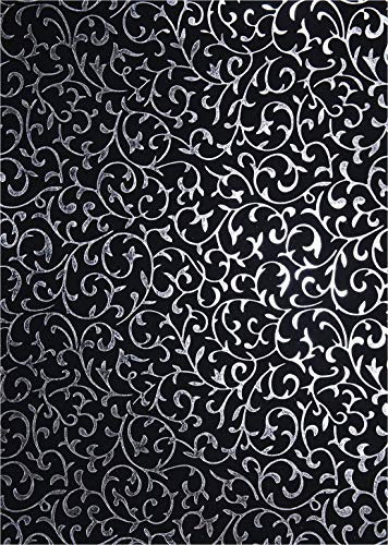 Netuno 5 Blatt Deko-Papier mit Muster 180 x 250 mm 150g Motivpapier Schwarz mit Spitze in Silber Bastelpapier bunt gemustert für Origami Scrapbooking Journaling Papier Deko Craft Paper