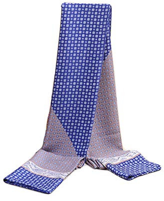 UK_Stone Seidenschal Doppelschicht Halstuch Herren Schal Loop (Paisley Blau Grau)