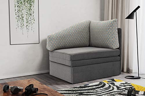DOMO. collection Tiny Sofa Delta, kompaktes Schlafsofa, Schlafsessel, Schlafcouch Gästebett, Tiny Couch, Ecksessel, 116 x 81 x 83 cm (BxTxH), anthrazit