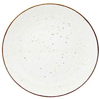 CreaTable Vintage Nature Speiseteller 25cm Porzellan, handgemalt, gesprenkelt, weiß