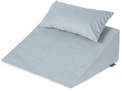 Badum Relax Keilkissen (60x50x21 cm) mit Kopfkissen, Rückenkissen, Relaxkissen, Kissen für Bett, Sofa, Lesekissen mit Gedächtnisschaum - Memory Foam, Bücherkissen, waschbarer Bezug, hellblau