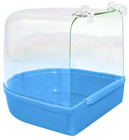 Benoon Jaula Colgante para Mascotas, Pájaro, Loro, Bañera Transparente, Bañera, Caja De Ducha, Jaula Colgante, Decoración Azul
