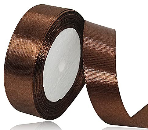 Satinband Braun 25mm, 22 Meters Dekoration Geschenkband breit Schleifenband, Stoffband für Hochzeit, Taufe und Geburtstag Geschenke