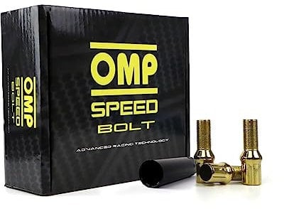 OMP SPEED Set 20 Bulloni Ruota con M12X1.5 Metrico 17/19 Filettato Lungo 27MM Colore Giallo e Materiale DIN 10.9