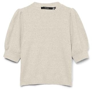 VERO MODA Women's Vmdoffy Ga Noos 2/4 O-Neck Pullover Sweater, Birch/Detail: Melange, S