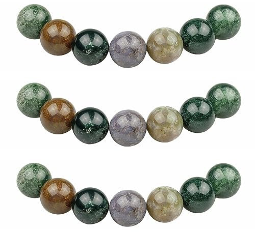 MJDCB Perlen zum Auffädeln 12mm 30 stück Indischer Achat Halbedelsteine Perlen mit Loch Natürliche Lose Runde Steinperlen für Herstellung Schmuck Armbänder Halsketten