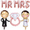 Kawailay 8 Stück Hochzeits Ballons Brautpaar Folienballon Braut Bräutigam Ballon Diamant Ring Mr Mrs Luftballon für Heiratsantrag Verlobung Hochzeit Valentinstag Roségold