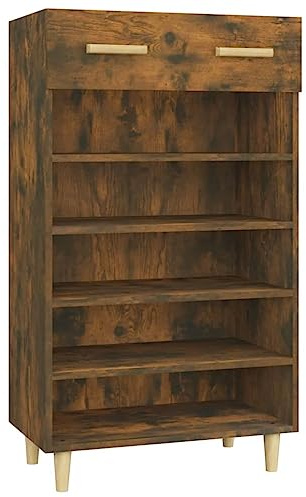 vidaXL Schuhschrank Schuhablage Schuhregal Schuhständer Schuhaufbewahrung Schuhorganizer Schuhkommode Räuchereiche 60x35x105cm Holzwerkstoff