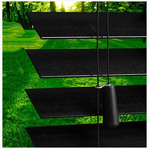 Black Venetian Blinds, Wooden Window Blinds With 50mm/2in Slats, Outdoor Waterproof Blackout Roller Shades, Horizontal Blinds for Windows/doors/patios,WxH-90x120cm/35.5 * 47in
