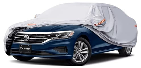 GUNHYI 6 Couches Bâche Voiture et Étanche, Contre Pluie Soleil Poussière, Universelle pour Tesla Model 3, Peugeot 508, Renault Talisman, BMW 4 Series etc avec Zip et Doublure en Coton (470-490 cm)