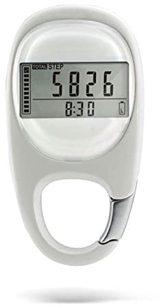 ThreeH Digital Walking Pedometer Step Tracker with Clip 7 Days Memory Walking Distance Miles/km Exercise Fitness Activity Calorie for Elderly Teens Adults White