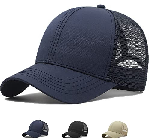 MUNULA Trucker-Mütze, Übergröße, schnell trocknend, Netzstoff, großer Kopf, für Herren, XXL, Baseballkappe, atmungsaktiv, verstellbar, 59,9 - 68,1 cm, Marineblau, XXL/3XL