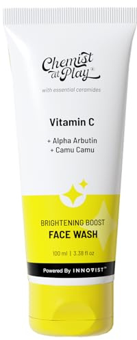 Chemist at Play Brightening Boost Face Wash with 30x Vitamin C Cleans Oil & Dirt Fades Dark Spots Boosts Radiance for All Skin Types for Men & Women Vegan SLS & Paraben Free 100ml