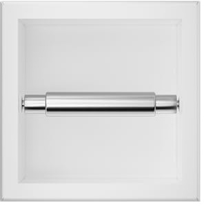 Balneo Toilettenpapierhalter Edelstahl weiß, Toilettenpapierhalter für Badzimmer, Installation in der Wand, 17,3x17,3x8,6 cm, Einbaumontage, Papierspender Wall-Box Paper 1 White