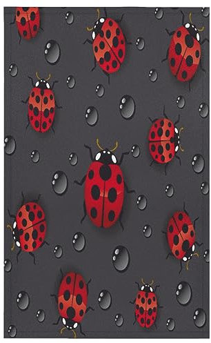 Red Ladybug Küchentücher 4er Set Marienkäfer Küchenhandtuch Weich Saugfähig Trocknen Geschirrtuch für Zuhause Küche Catering Restaurant 45 x 72 cm