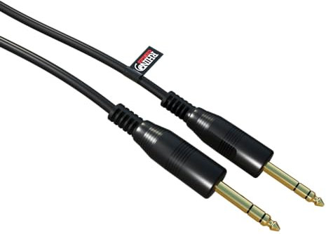 rhinocables 6.35mm Jack TRS Cable, Gold Connecters Heavy Duty 6.35 mm 1/4 Stereo Jack Male to Male Audio Guitar Lead for Electric Guitar, Bass, Amp, Keyboard, and Sound Mixing, Black (10m)