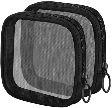 2 Pcs Small Make Up Bag,Mini Mesh Makeup Bag Organizing Pouch Nylon Small Purse Portable Electronics Accessories Multi-Functional Cosmetic Case Storage Makeup Bags Offices Travel Kit
