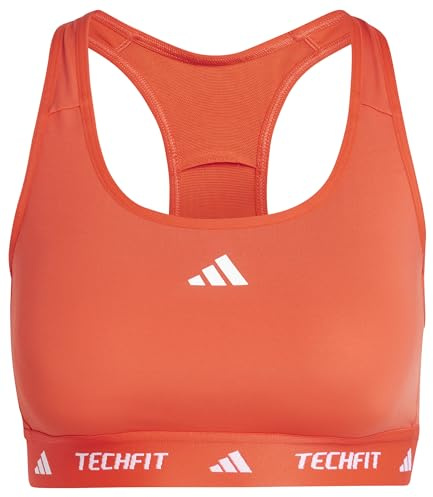Adidas Powerreact Training Medum Support Techfit Bra, Damen Trainings-BH mit mittlerem Halt, Bright red,