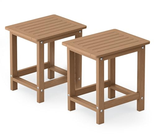 YEFU Outdoor-Beistelltisch für Terrasse: 40,6 cm (16 Zoll), wetterfest, Adirondack-Tische, 2er-Set, kleine quadratische Beistelltische für Hinterhof, Pool, Veranda, Balkon, für Innen- und Außenbereich