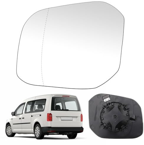 Spiegelglas Ersatz für VW Caddy 2015-2019, Außenspiegel Glas Asphärisch, Außenspiegel Verstellbar Geeignet Keine Heizfunktion, Umkehrlinse Rückfahrglas Spiegel (Links)