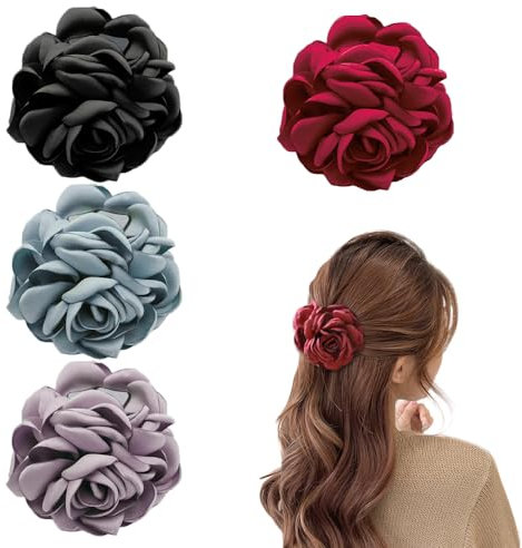 Trsnzul Pinzas de Pelo Con Flores 4 Piezas - Clips y Horquillas Antideslizantes Para Mujer - Accesorios de Pelo Para Boda