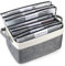 Board Game Storage Kit Include Storage Basket and 10pcs Zipper Bags, Board Game Organizer with Writable Stickers and Dispensing, Suitable for Puzzle Storage, Toys, Document (1 Pack-Grey)