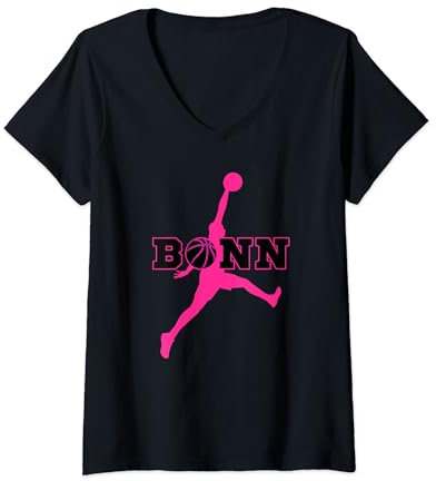 Bonn Basketball Fan Support Rheinland Stadion pink T-Shirt mit V-Ausschnitt