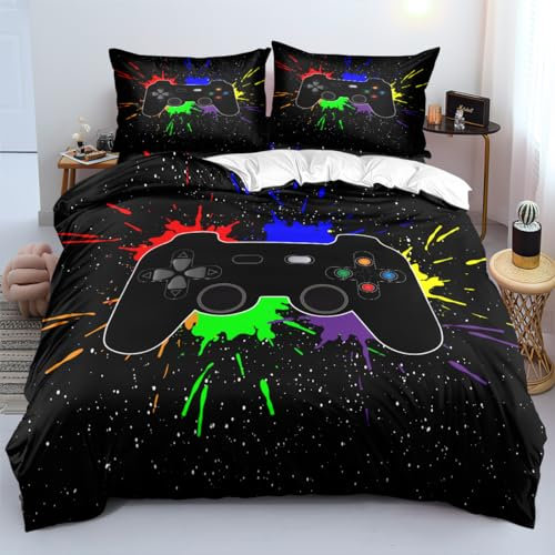 Yzehomijia Gamer Bettwäsche Set 140×200 cm,Gamepad Bettbezug,Jungen Bettwäsche,1 x Gamepad Bettbezug und 1 x Kissenbezüge 65 x 65cm (G5，140×200)