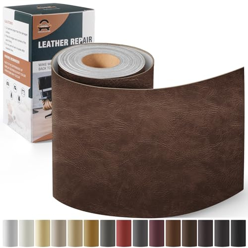 Leder Reparatur Set Neuer Kaffee, OAZ Kunstleder Selbstklebend 10 x 160 cm, Kunstleder Reparaturset Leder Reparatur Patch Selbstklebende Lederflicken für Autositze Möbel Sofa Taschen