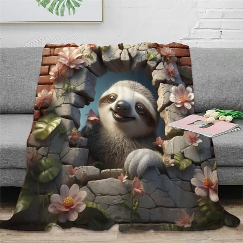 CULPRT Kleines Faultier Flanell Weich Fleecedecke Für Mädchen, Flannel Fleece Blanket, Kinder Kuscheldecke, Sofadecke, Wohndecke, Mikrofaser Couchdecke 40x50inch(100x130cm)