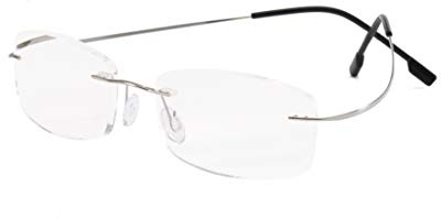 Viseng Randlose Lesebrille Ultraleicht Titanlegierung Rahmenlose Lesehilfe für Herren und Damen Anti Blaulicht Modische Brillen 1.0