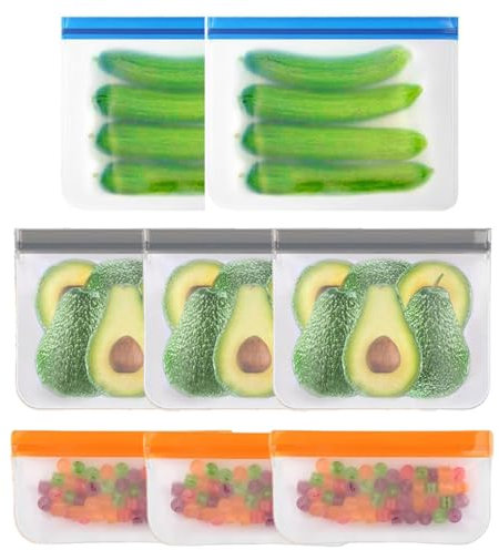 AEIOPRS 8 pcs Sacchetti Riutilizzabili per Alimenti Sacchetti Portaoggetti Riutilizzabili Sacchetti Sandwich Riutilizzabili Sacchi Portaoggetti Congelatori Borsa