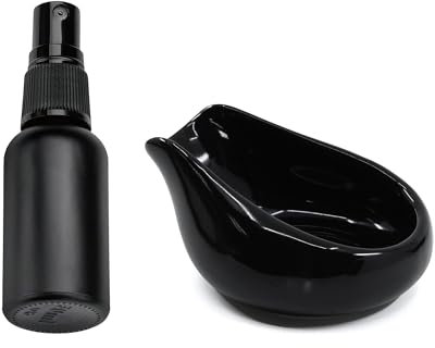 Upgraded 30g Coffee Beans Dosing Set, 30ml Glass RDT Spray Bottle, Ceramic Coffee Dosing Cup, Measuring Cup Hold Up to 30g Coffee, Ceramic Single Dosing Tray For Coffee