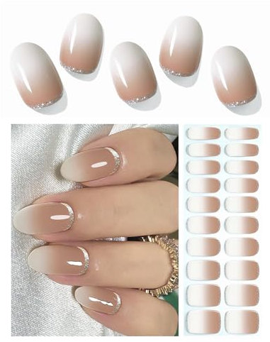 Wahrshei Unghie Gel Adesive UV | Sfumatura Marrone Smalto Adesivo Gel UV | 20 PCS Pellicola per Unghie Autoadesiva | Adesivi per unghie in gel, Impacchi di Smalto Gel per Unghie