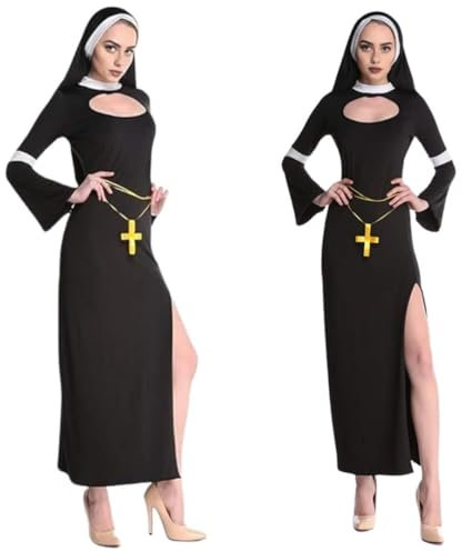Fartoni Nonnenkostüm für Damen, Halloween, Schleier, Nonne und Zubehör, Nonnenmütze, Horror oder Angst, Schleier für Nonnen-Kostüm, Zubehör für Halloween-Kostüme. (S)