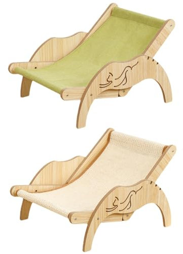 Yaztauho 2 Stück Katzen Sisal Stuhl, Katzen Liegestuhl, Cat Sisal Chair, Katzen Sisal Bett, Katzen-Loungesessel, Sisal-Katzenkratzer-Hängematte, Verstellbarer 3-Höhen-Kratzer, Kätzchen-Hochbett