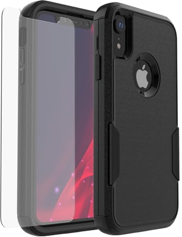 pdxox for iPhone XR Heavy Duty Phone case with Screen Protector,6.1”Black | 3-Layer Anti-Slip Full Body Protection Shockproof Drop Proof Protective iPhone XR Case with Screen Protector,6.1” (Black).