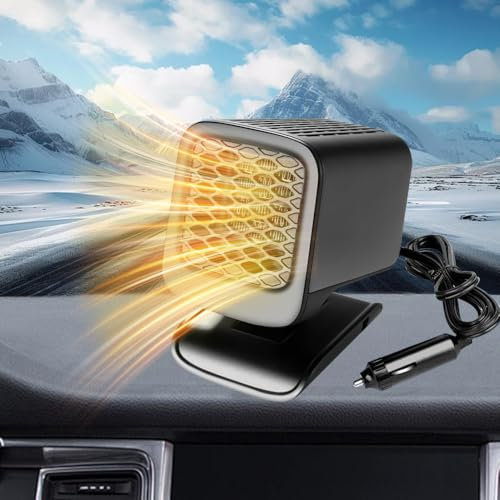 Lotvic Calentador de Coche, Calefactor Coche Mechero, 3 en 1 Calefacción de Coche, 12V 150W Ventilador Calefactor de Coche, Calentamiento Rápido para Invierno (Negro Cuadrado)